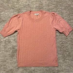 Casa Cabana Womens Short Sleeve Sweater Pink Textured NWOT Soft Stretch Size XL